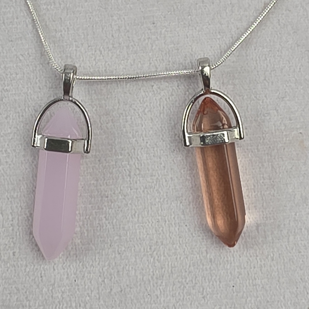 NWOT Crystal Point Chakra Aura Necklace Sterling Silver Chain 18" - Picture 6 of 7